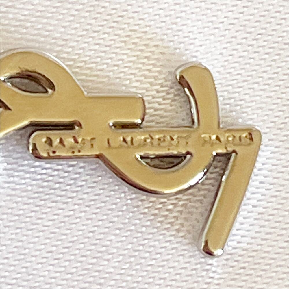 YVES SAINT LAURENT YSL Logo Charm Zipper Pull Pendant Necklace Silver Tone - Picture 5 of 11